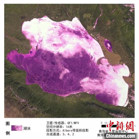 图为利用16米分辨率高分1号卫星监测显示,2月17日青海湖仍未开始解冻,大部分湖面有积雪覆盖。 青海省气象科学研究所 图为利用16米分辨率高分1号卫星监测显示,2月17日青海湖仍未开始解冻,大部分湖面有积雪覆盖。 青海省气象科学研究所